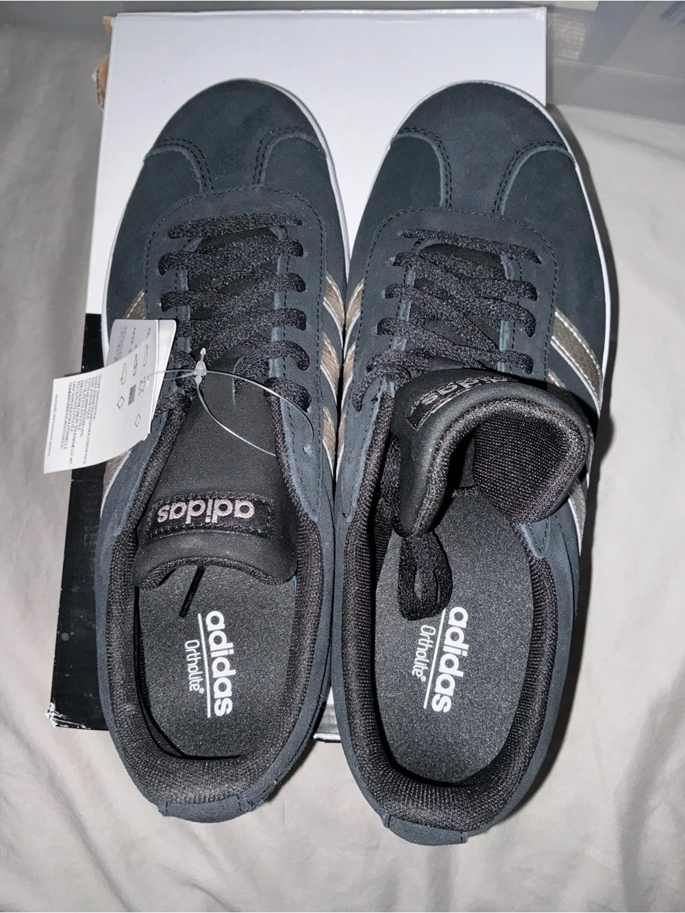 Adidas VL Court 2.0 Suede Sneakers Silver/Black Men's Size 9.5 US (42 EU) NWT